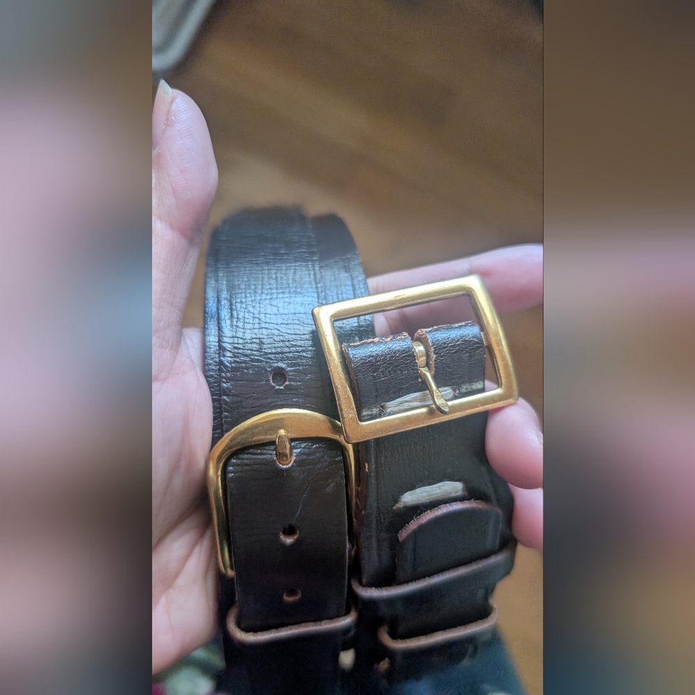 GENUINE Leather brown Belts with Gold Buckles - Picture 2 of 8